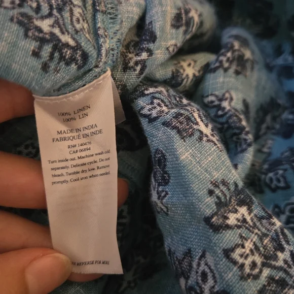 Faherty Gracie Maxi Blue Bali Bloom Linen Maxi Dress Size Small - Picture 11 of 11